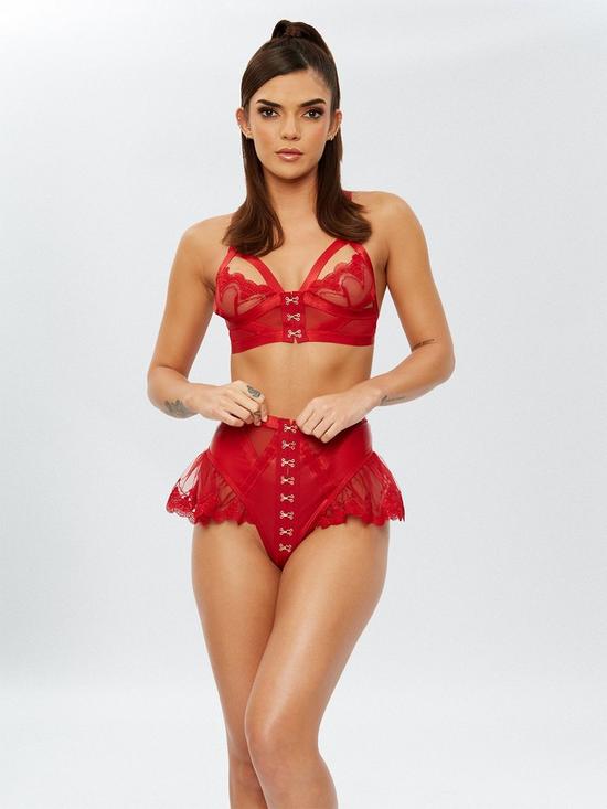 front image of ann-summers-bodywear-the-extrovert-crotchless-set-bright-red