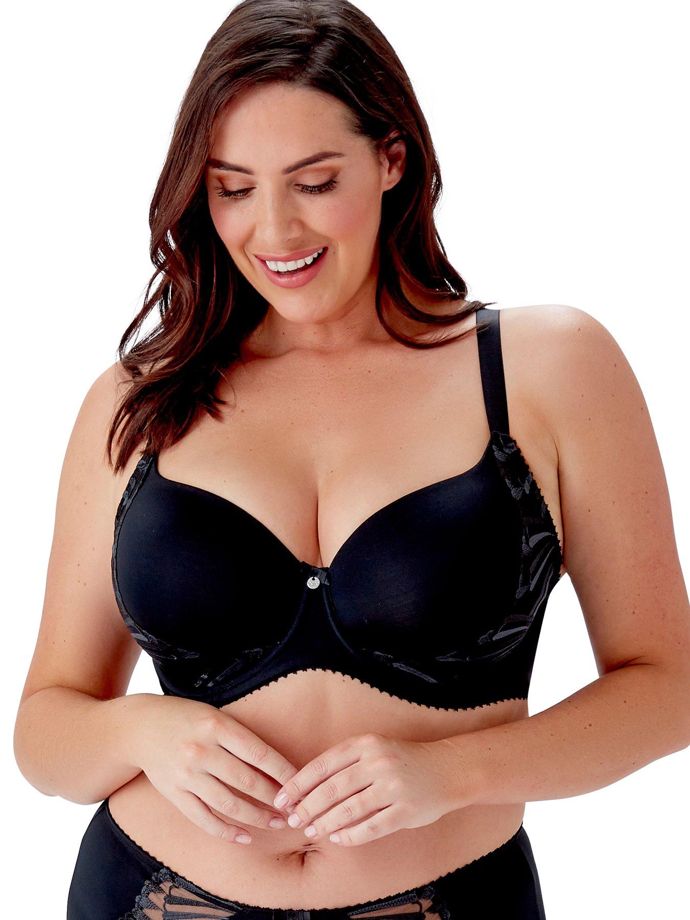 Boux Avenue Tatiana cotton plunge T-shirt push-up bra - Black - 38D, £18.00