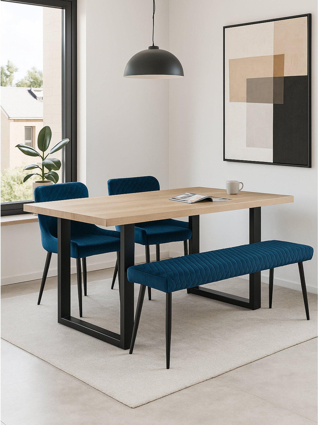 Julian Bowen Berwick Table Luxe Low Bench 2 Luxe Chairs