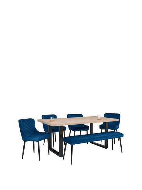 julian-bowen-berwick-180-cm-dining-table-nbsp1-luxe-low-bench-4-luxe-chairs-oakblue
