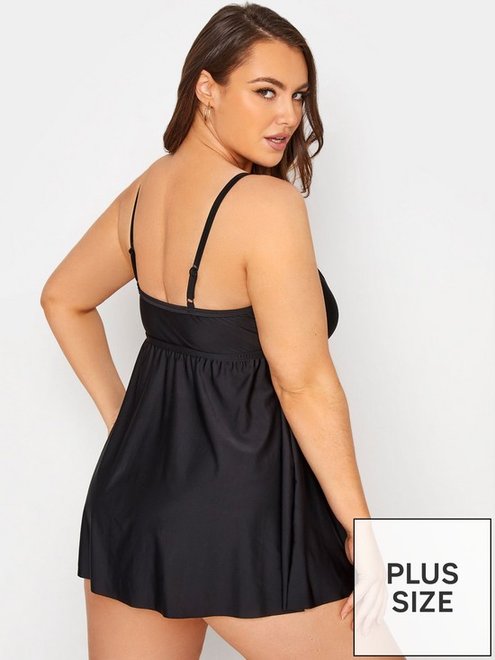stillFront image of yours-curve-mesh-panel-swim-dress-black