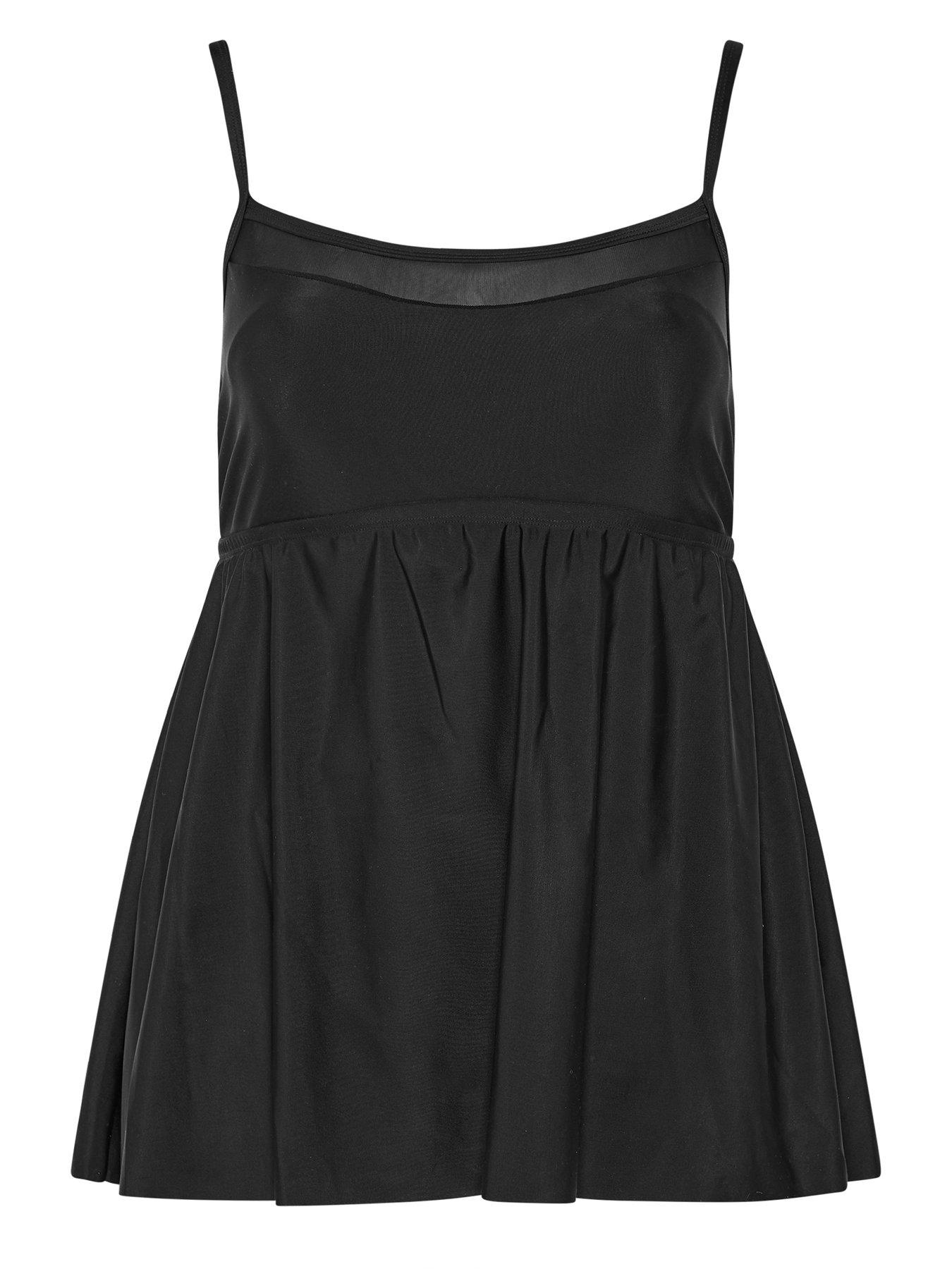 Image 6 of 6 of Yours Curve Mesh Panel Swim Dress - Black