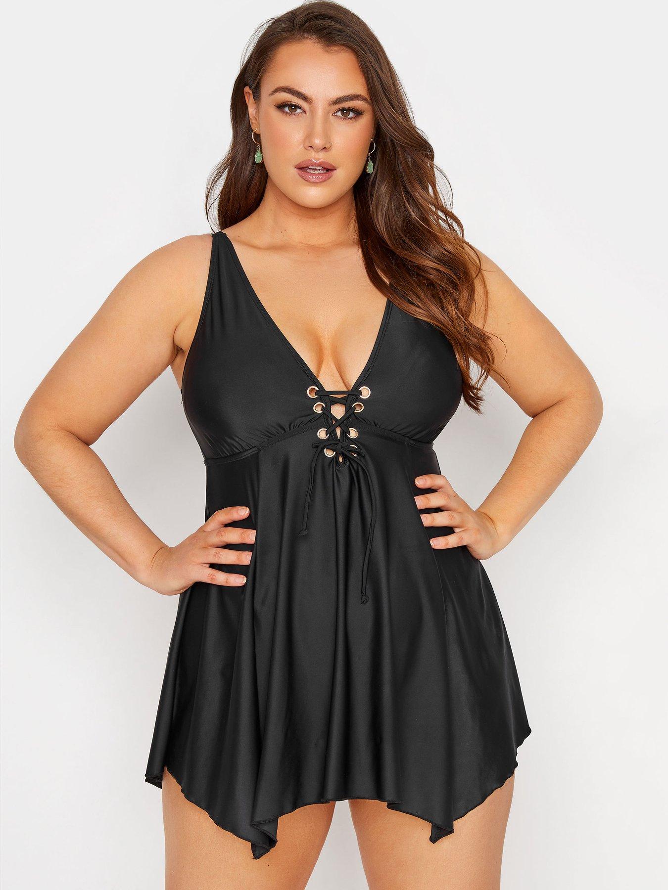 Black lace best sale swim dress