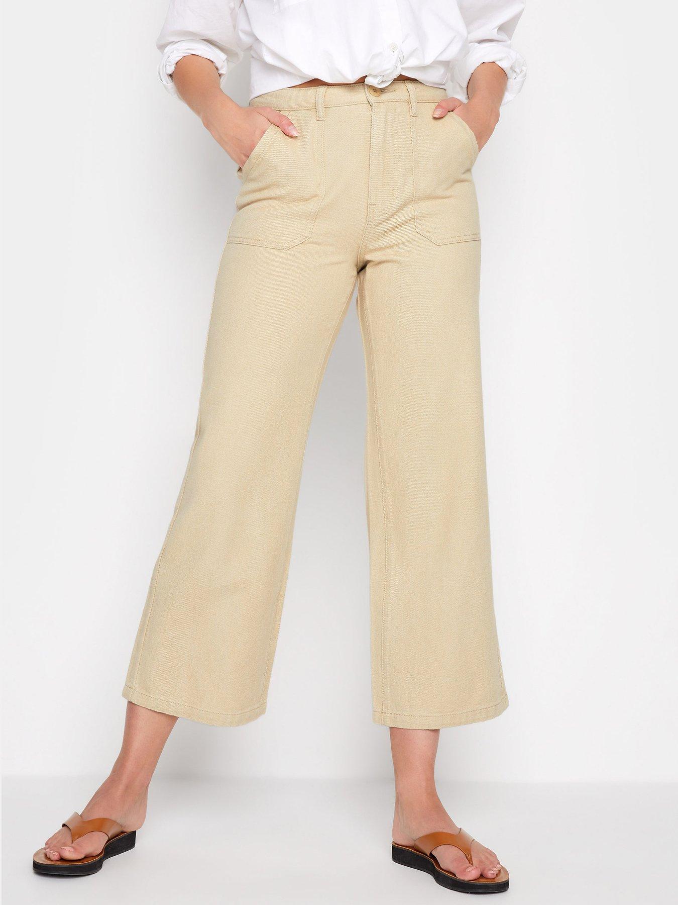 Beige wide leg cropped pants store