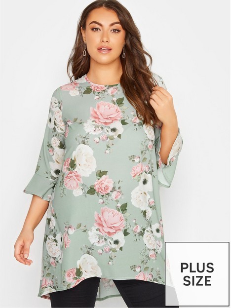 yours-london-fluted-sleeve-tunic-sage-floral