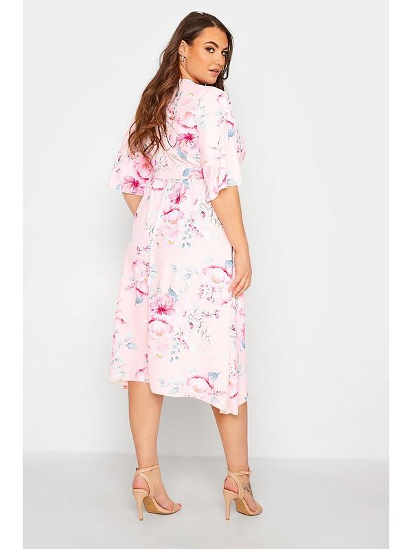 Yours London Floral Wrap Dress - Pink ...