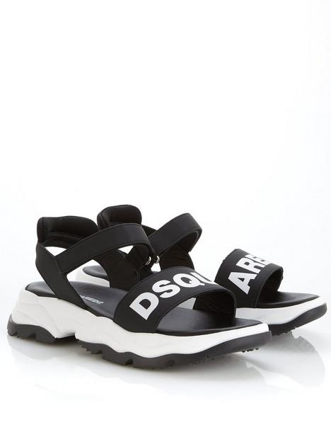 dsquared2-kids-logo-print-sandals-black