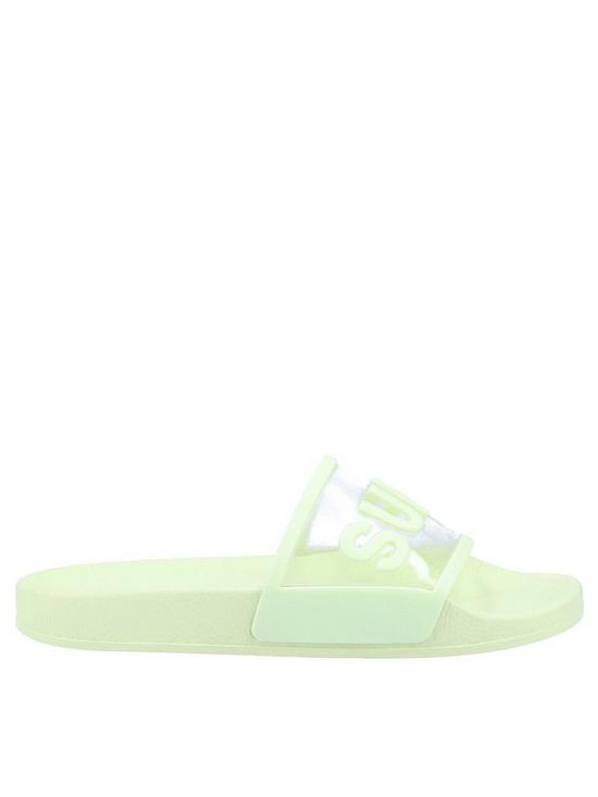 front image of superga-1908-sliders-clear-identity-slides-green