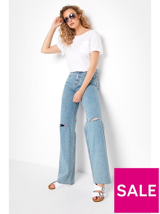 back image of long-tall-sally-ripped-knee-high-rise-jeans-blue
