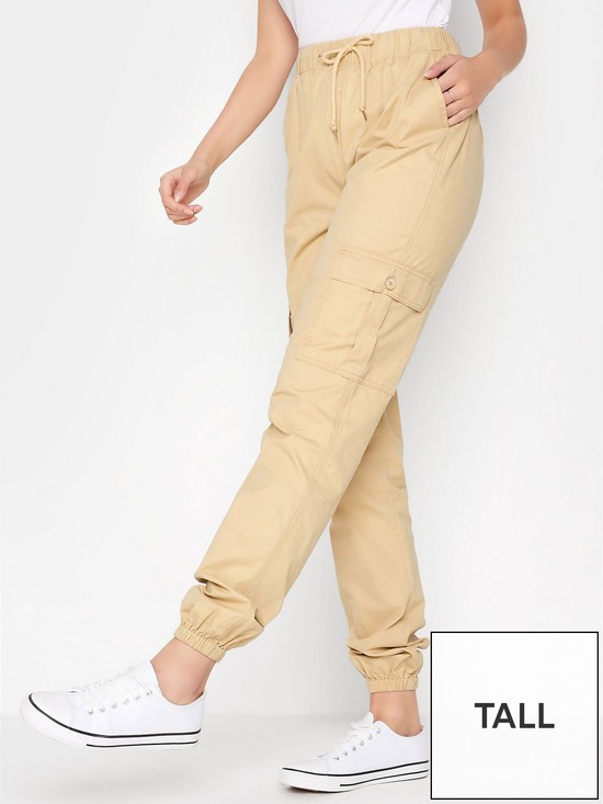 front image of long-tall-sally-cargo-pocket-twill-trouser-natural
