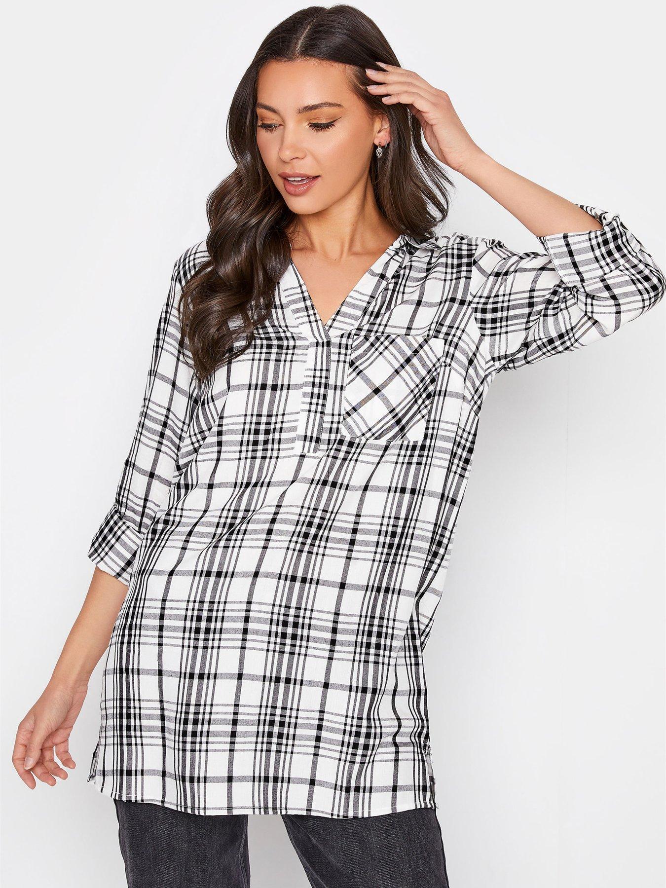 Long Tall Sally Check Over The Head Shirt - Ivory | Very.co.uk