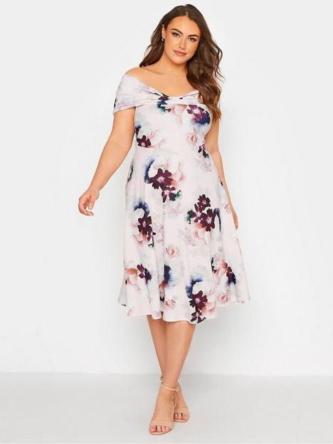 yours-london-floral-bow-front-bardot-dress