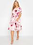 image of yours-london-floral-print-midi-skater-dress-pink
