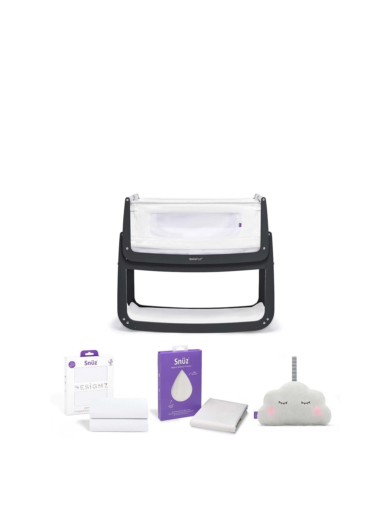 Product photograph of Snuz Snuzpod4 Bedside Crib Starter Bundle - Slate from very.co.uk