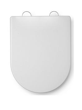 Product photograph of Croydex Hilier Stick N Lock D-shaped Toilet Seat from very.co.uk