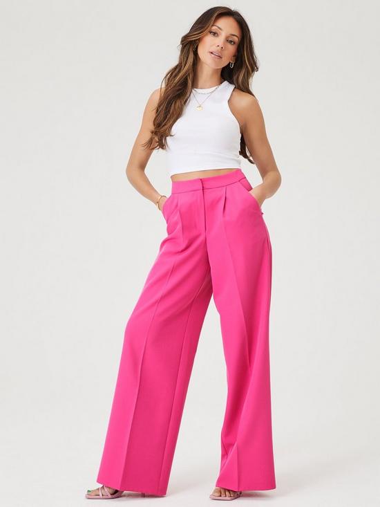 front image of michelle-keegan-wide-leg-trousers-pink