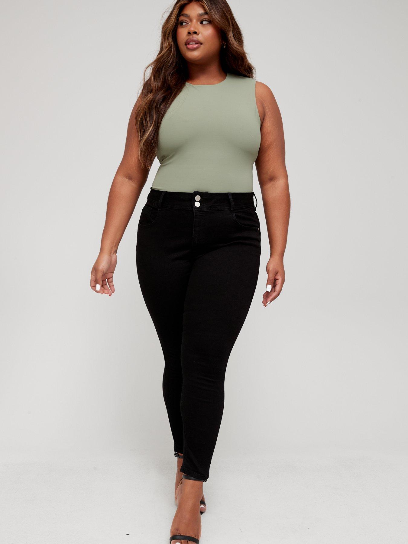 Plus size high sale waisted jeans uk