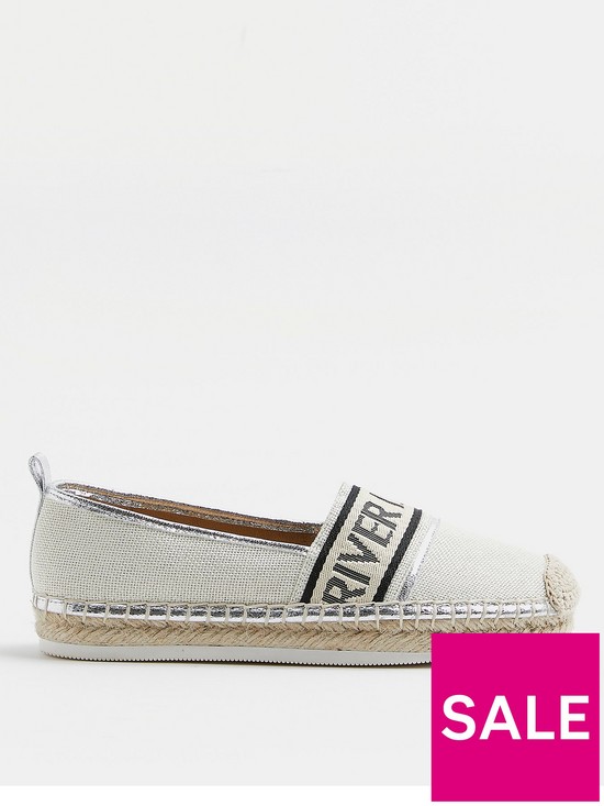 front image of river-island-branded-espadrille-silver