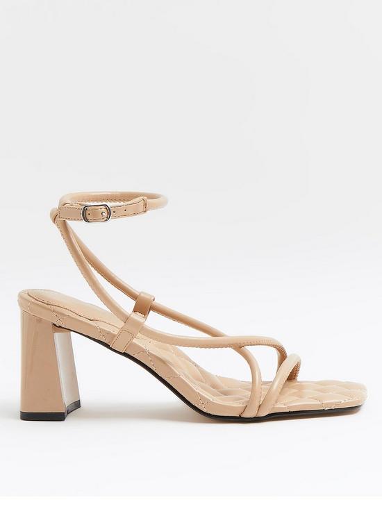 front image of river-island-strappy-heeled-sandals-beige