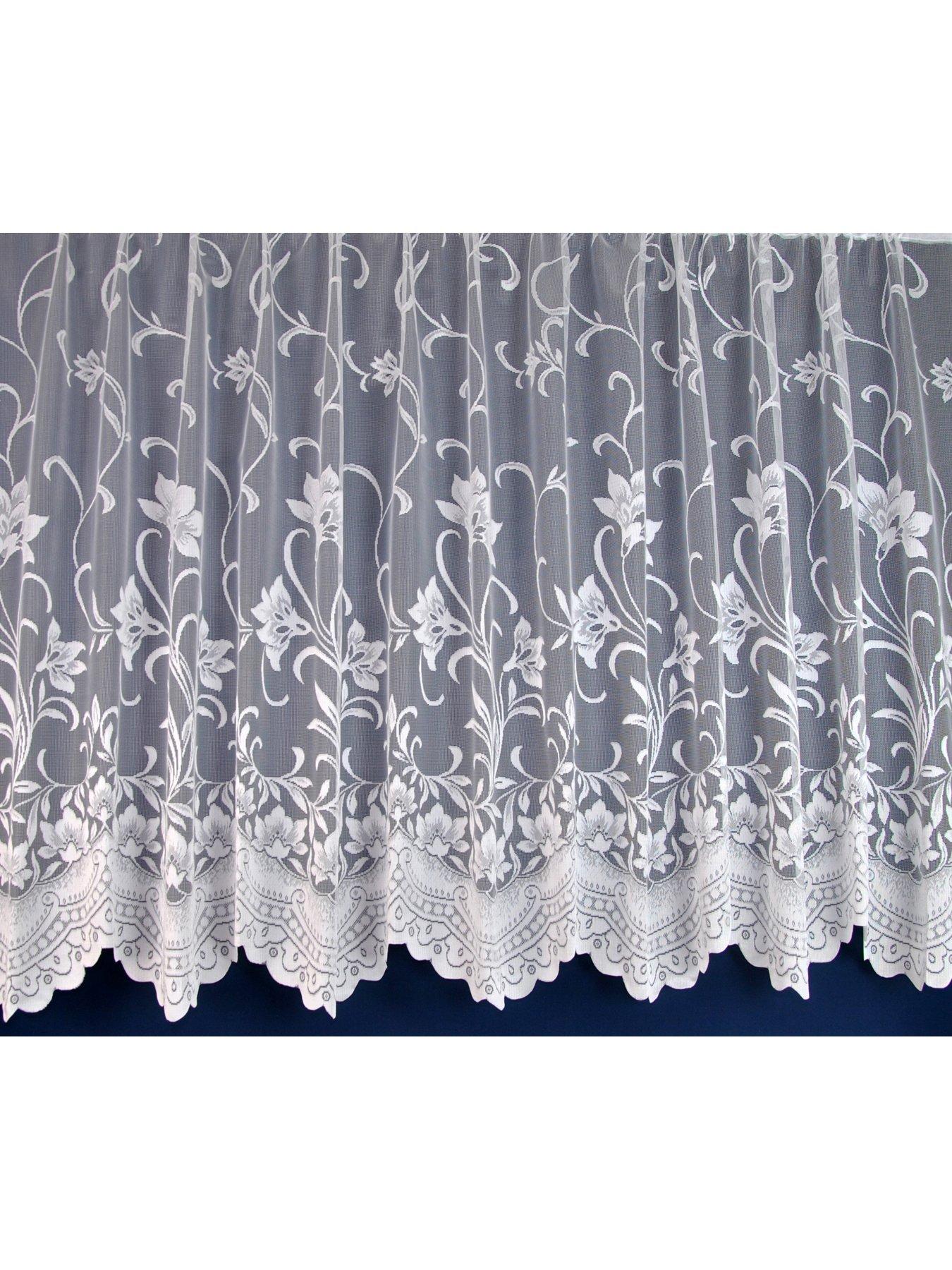 Various Widths/Drops Ella Floral Scalloped Lace Net Curtain Finished In White 