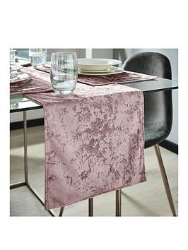 Product photograph of Catherine Lansfield Crushed Velvet Table Runner In Blush from very.co.uk