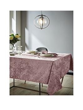 Product photograph of Catherine Lansfield Crushed Velvet Tablecloth - Blush from very.co.uk