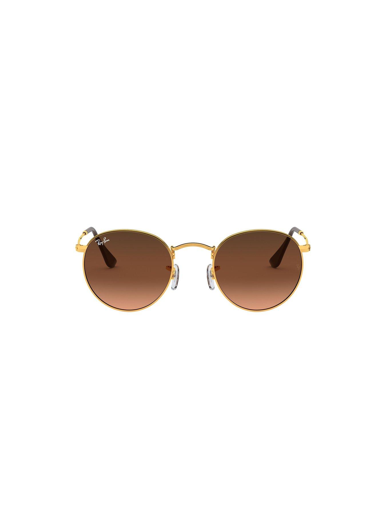 Ray Ban Round Metal Sunglasses Brown Very