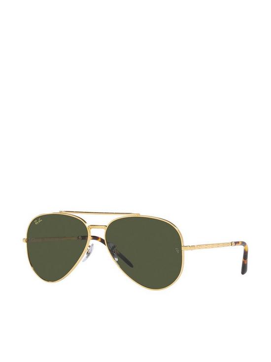 front image of ray-ban-new-aviator-sunglasses-gold