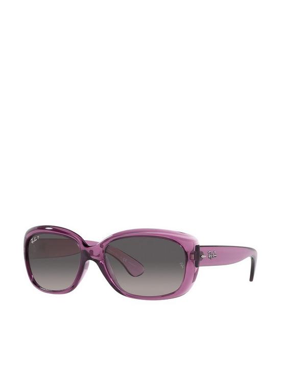 front image of ray-ban-jackie-ohh-rectangle-sunglasses-pink