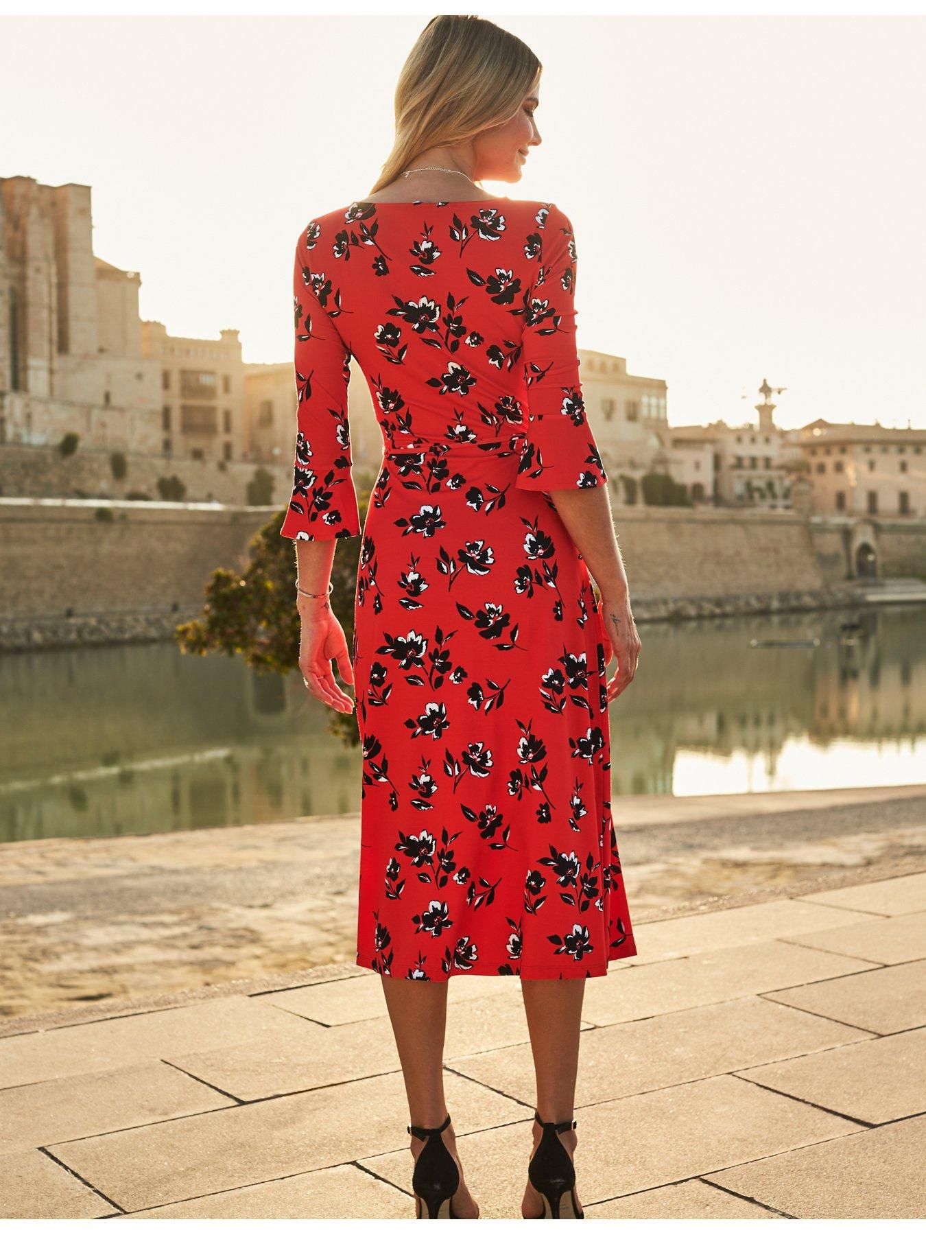 midi dress black floral