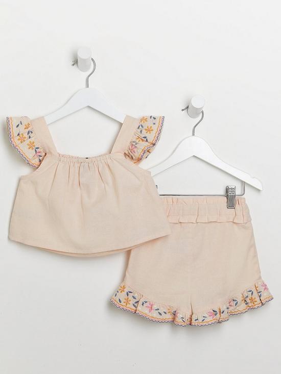 back image of river-island-mini-mini-girls-embroidered-cami-and-short-set-pink