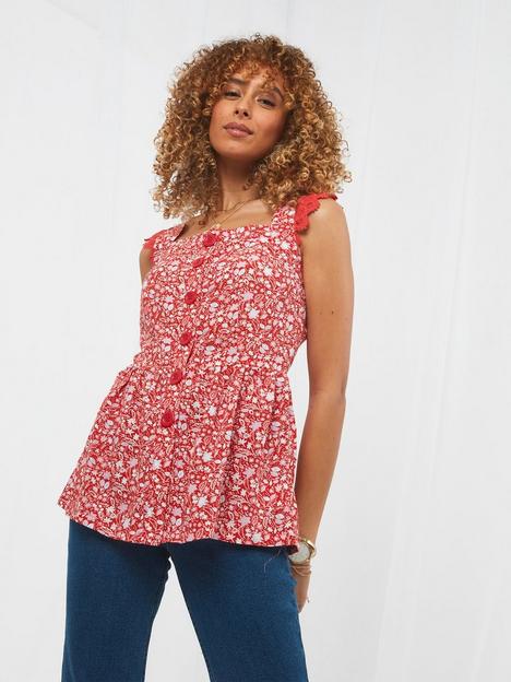 joe-browns-lovely-lace-trim-top--coral