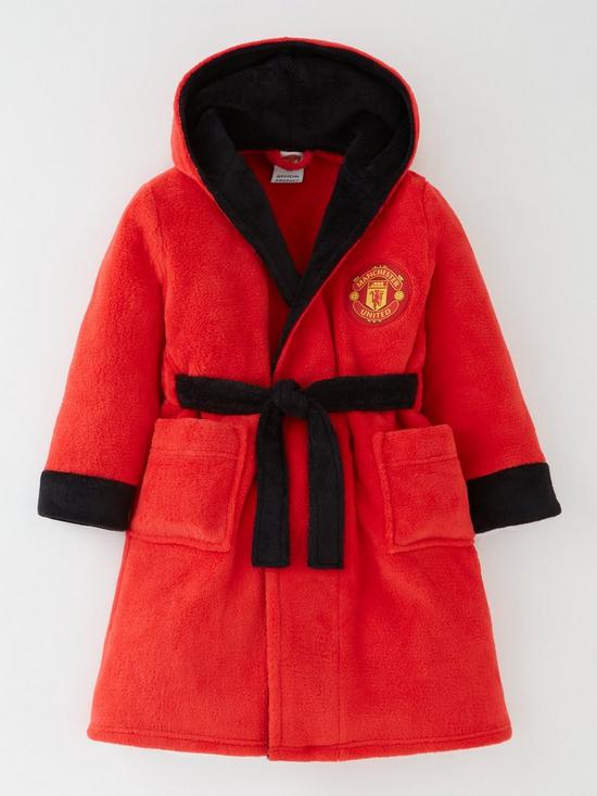 front image of manchester-united-dressing-gown-red