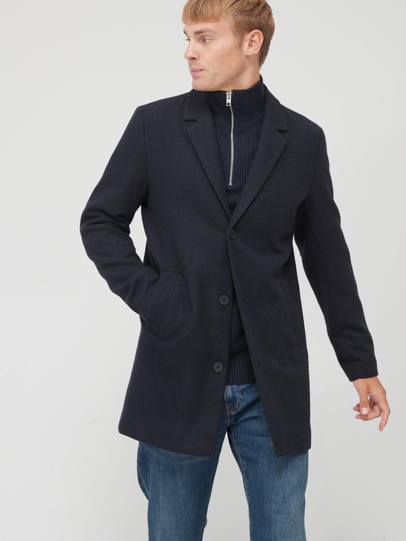 for Men Mens Clothing Coats Long coats and winter coats Brian Dales Wool Coat in Dark Blue Blue 