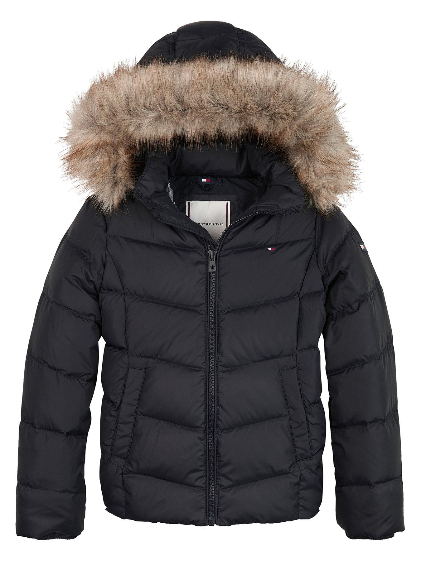 Tommy Hilfiger Girls Essential Down Jacket - Navy | very.co.uk