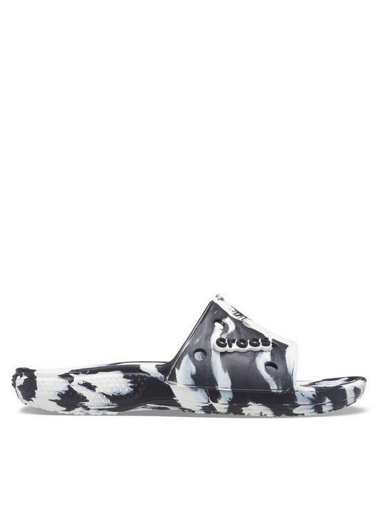 front image of crocs-classic-marbled-slide