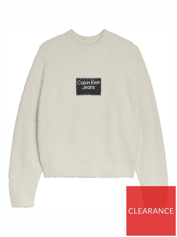 Calvin Klein Jeans Girls Fluffy Sweater - Ivory 