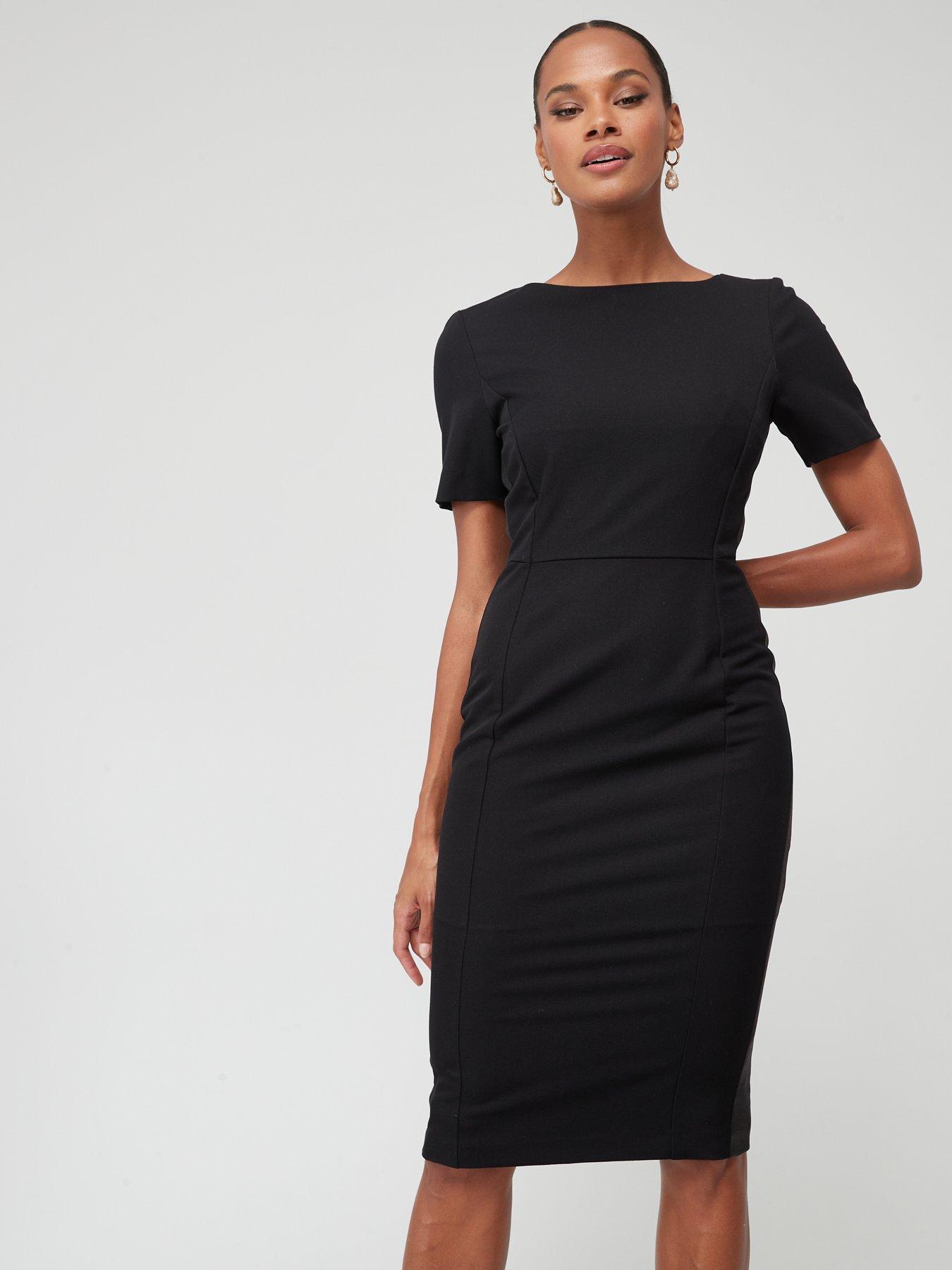 Plain black shop midi dress