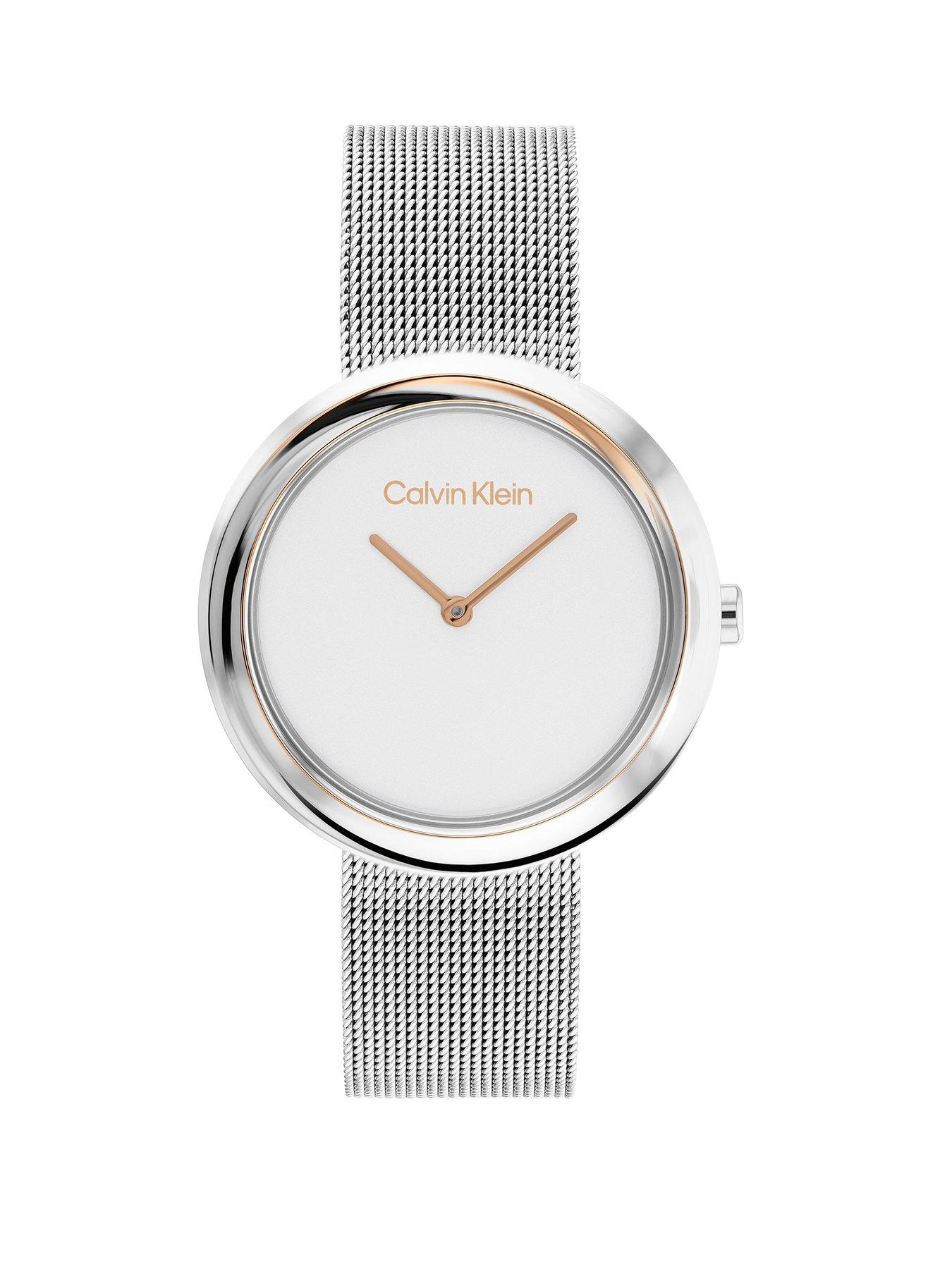 Product photograph of Calvin Klein Twisted Bezel Womens Watch from very.co.uk