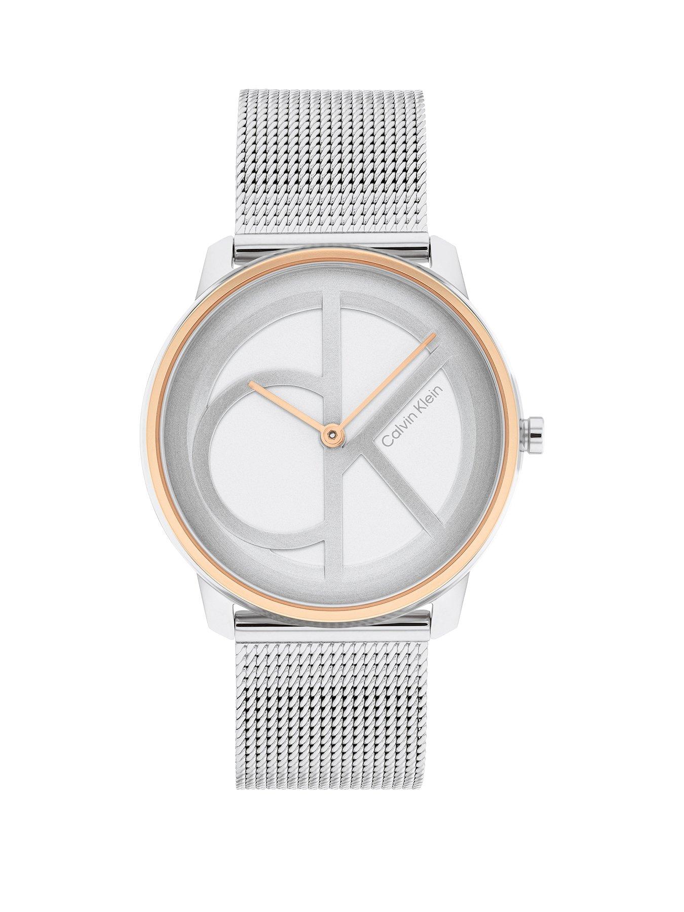 Product photograph of Calvin Klein Iconic Mesh Womens Watch from very.co.uk