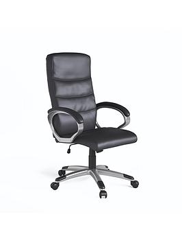 Product photograph of Alphason Hampton Leather Office Chair - Black from very.co.uk