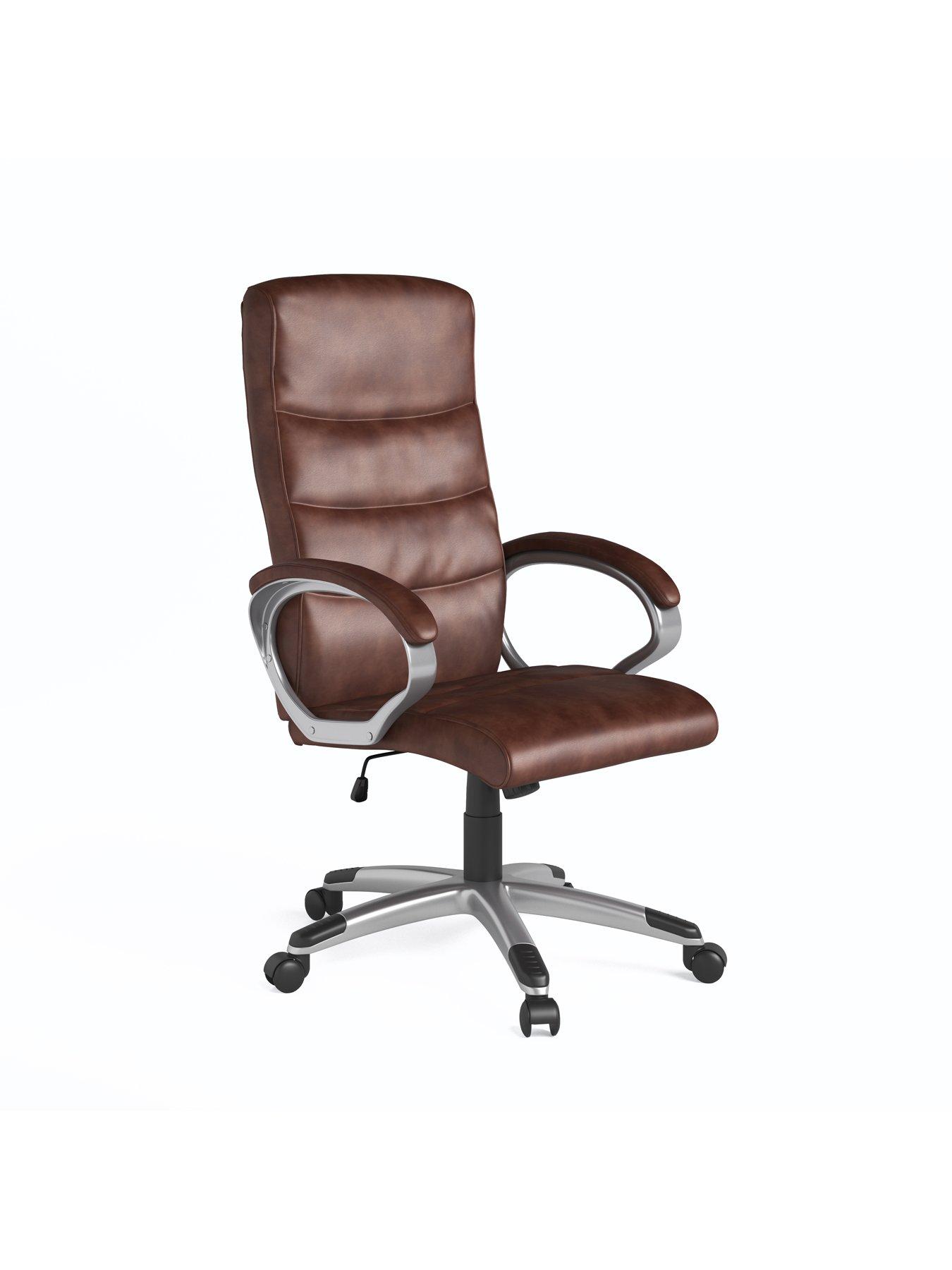 Alphason Hampton Leather Office Chair Brown very.co.uk