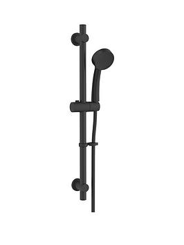 Product photograph of Croydex Presion Pressure Boost Single Function Shower Set - Matt Black from very.co.uk