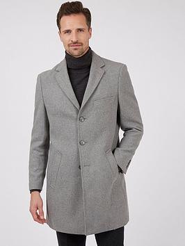 Jeff Banks Single Breasted Coat - Light Grey, Grey, Size 50, Men