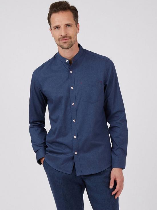 Jeff Banks Blue Grandad Collar Shirt | very.co.uk