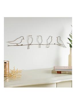 Product photograph of Art For The Home Rose Gold Bird On A Wire Metal Wall Art from very.co.uk