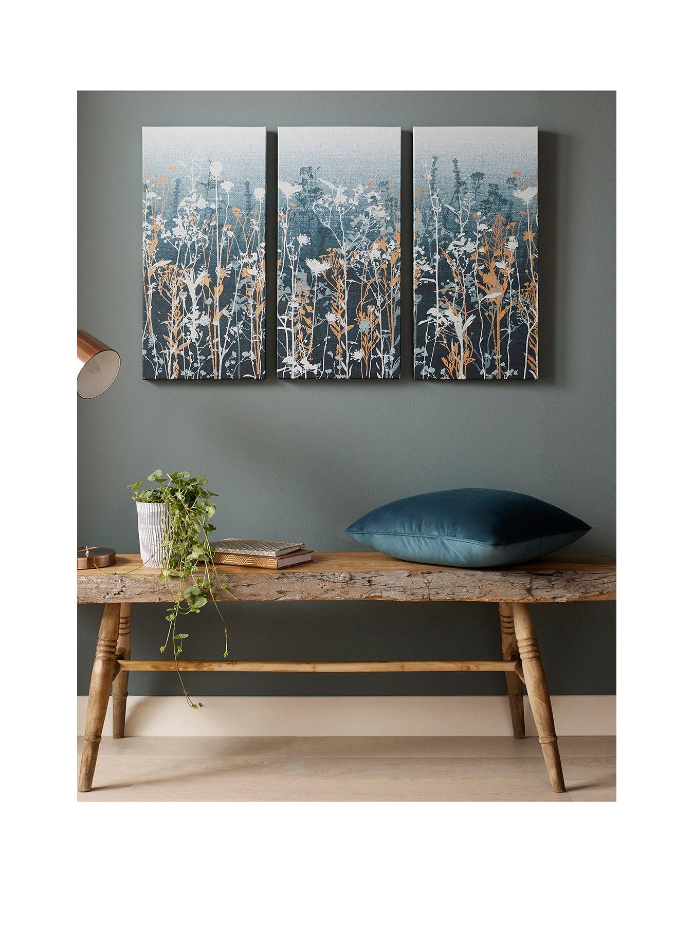 Product photograph of Art For The Home Wildflower Meadow Set 3 Canvas from very.co.uk