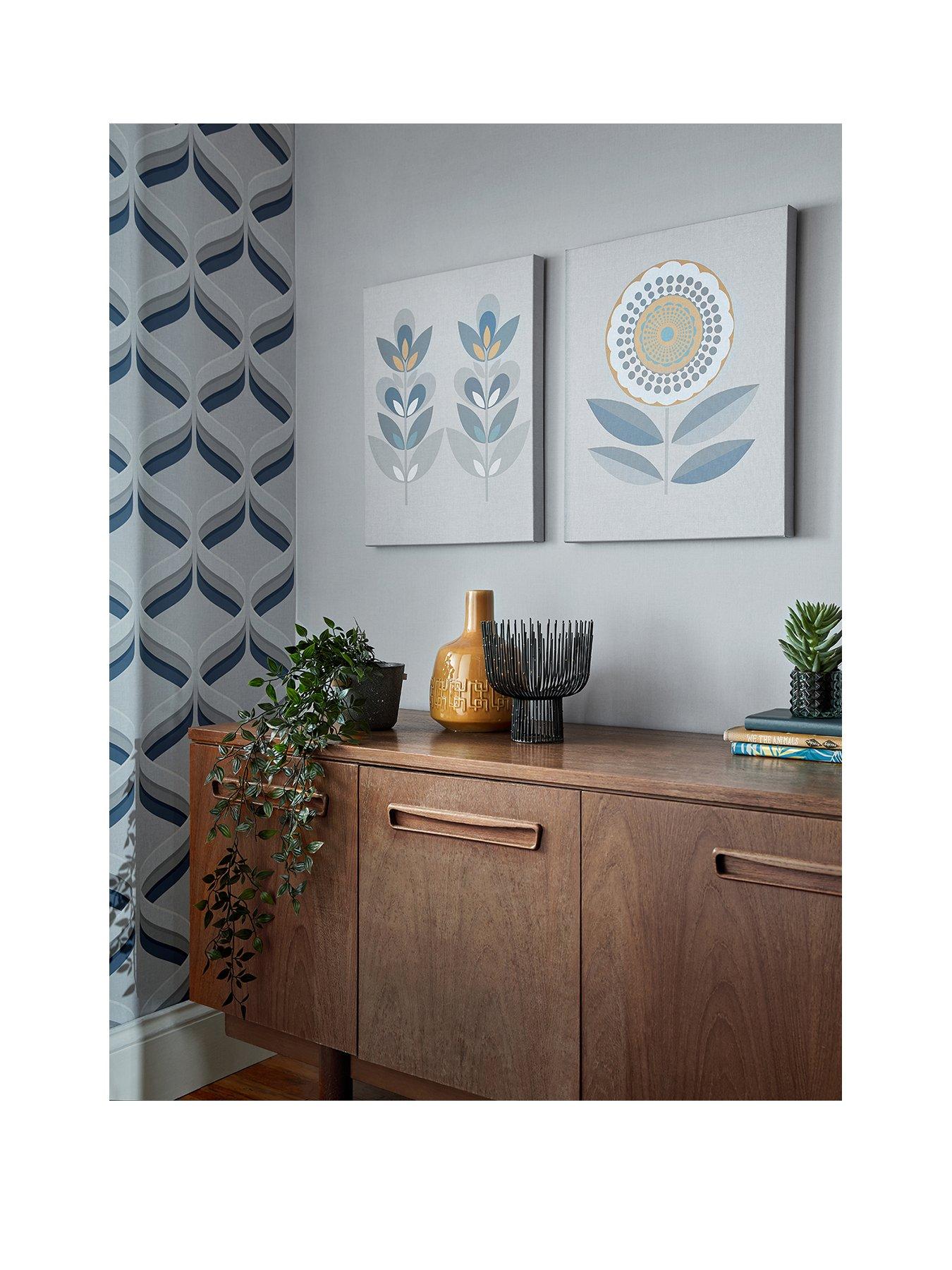 Product photograph of Art For The Home Retro Flora Set 2 Canvas from very.co.uk