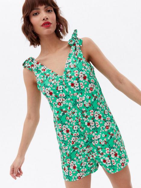 new-look-floral-crinkle-jersey-tie-strap-playsuit-greennbsp
