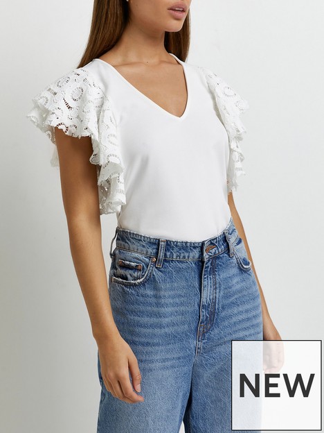 river-island-lace-frill-sleeve-top-white